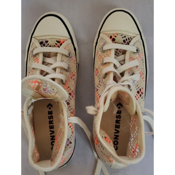 Converse Chuck Taylor Lace Up Hi Top Summer Boho Crochet Womens 7 Multi Color - Picture 4 of 8